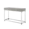 thumbnail image 2 of Posh Briar 2-Drawer Metal Console Table with Acrylic Legs in Light Gray/Chrome, 2 of 8