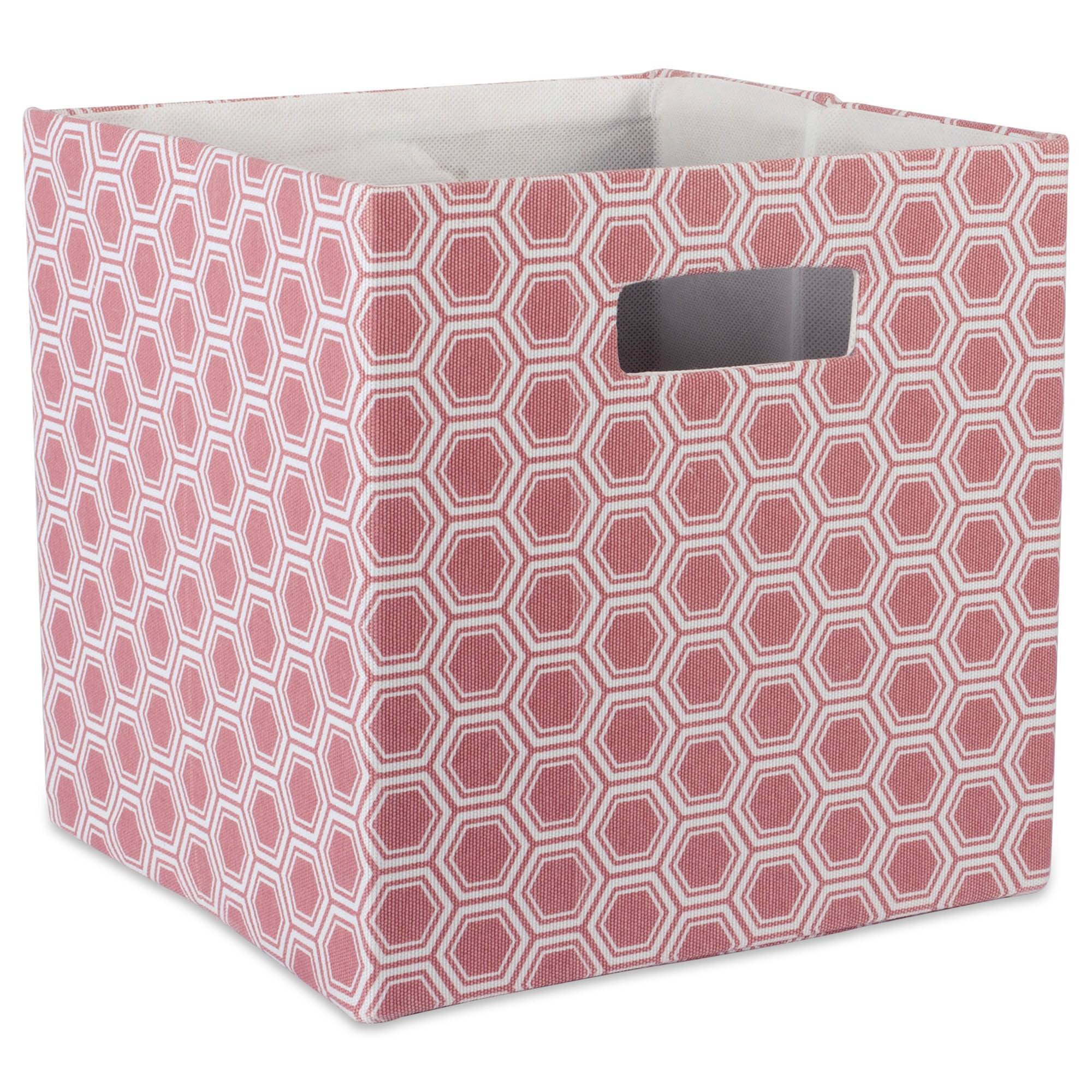 Rose Pink Cube Storage Bin with Design 11"
