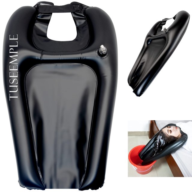 Champú portátil Tusemple para lavar el cabello en casa, color negro