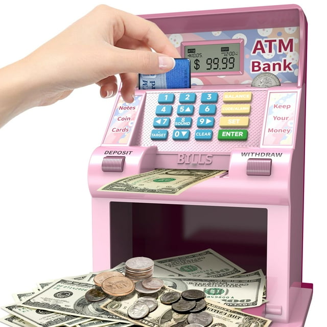 Piggy Bank ASRIO para niños con tarjeta de débito y reconocimiento de monedas