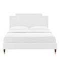 thumbnail image 5 of Platform Bed Frame, King Size, White, Velvet, Mid Century French Bedroom, Modern Contemporary Boutique HB35468, 5 of 12