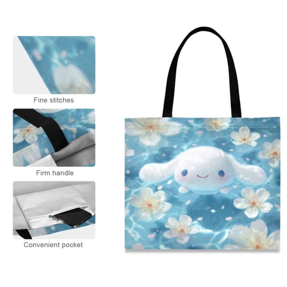 Canvas Tote Bag for Women Girls Design Print Sunlit Floral Pool Companion Totes