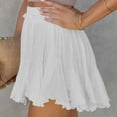 thumbnail image 4 of Qulqfy Pleated Women's Trendy White Ruffle Tummy Control Flowy Solid Skorts Women Trouser S, 4 of 8