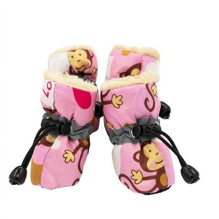 BUYHO Dog Shoes for Winter  Dog Boots & Paw Protectors Fleece Warm Snow Booties for Puppy with Reflective Strip Anti-Slip Rubber Sole for Small Medium Size Dogs