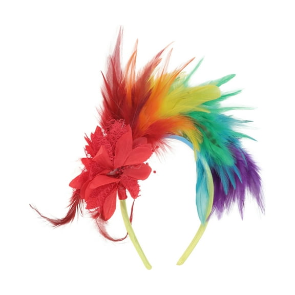 Unique Bargains Christmas 1 Pc Headband Six Colors Feathers Hair Accessories for Women Orange Yellow