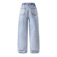 thumbnail image 4 of YunPes Girls High Waist Wide Leg Jeans Boho Floral Embroidered Denim Pants Cute Spring Trendy Trousers Distressed Washed Denim Jeans, 4 of 7
