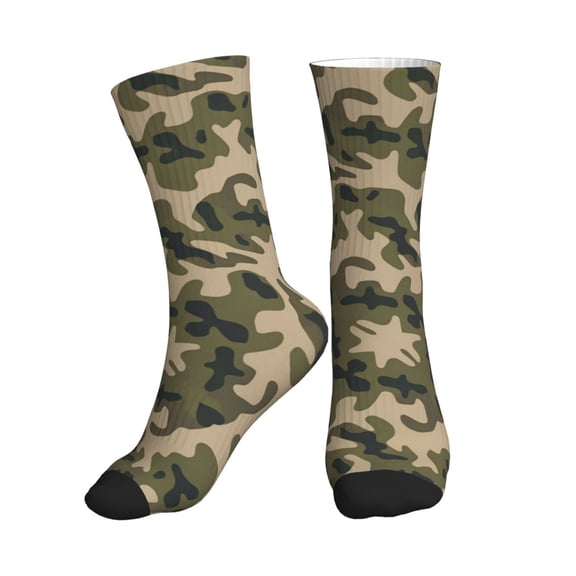 Athletic Socks Army Camouflage Pattern Sport Running Calf Socks Crew Socks for Men Women