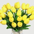 thumbnail image 1 of Flores artificiales Flor falsa Tulipán Material de látex Toque real para sala de bodas Decoración de fiesta de hotel en casa y decoración de bricolaje (Amarillo - 10 piezas) Fason ZH-080, 1 of 7