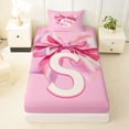 thumbnail image 3 of Erosebridal Girly Cute Pink Bows Twin Sheet Sets,Cartoon Letter S Print Bedding For Kids 3-Piece, 3 of 6