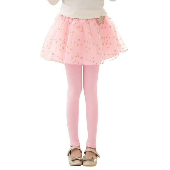 Little Girls Dresses Size 12 Years-14 Years Footless Leggings With Tutu Ruffle Skirt Stretchy Cotton Pantskirt Play Dress