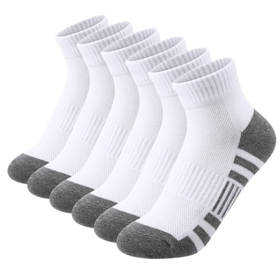 Bocaoying 6 Pairs Mens Athletic Ankle Socks, Low Cut Cushioned Cotton Socks, Breathable No Show Sports Socks for Men Running Hiking Casual, US 6.5-9
