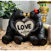 Ebros Love is in The Air Black Bear Couple Kissing and Holding Hands 2 Piece 5"H