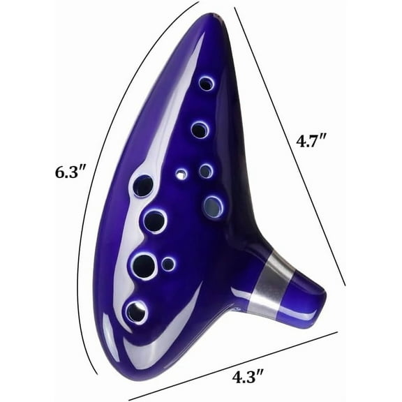 12 Hole Alto C Ceramic Ocarina - Professional Kiln-Fired Legend of Zelda Style Instrument with English Tutorial, Display Stand & Gift Box (Cobalt Blue)