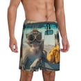 thumbnail image 2 of Tideii Desert Monkeys Drive Print Men's Short Pajama Pants, Elastic Pocket Summer Pajama Pants Sleepwear, Lounge Pants-Large, 2 of 6
