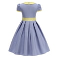 thumbnail image 2 of IBTOM CASTLE Kids Girls 1950s Retro Vintage Tea Party Bowknot Dress Short Puff Sleeve Contrast Panel Swing Party Dresses 9-10 Years Blue, 2 of 7