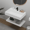 thumbnail image 6 of GESIPOR 32"x19" Wall-Mount Stone Resin Bathroom Vessel Sink Rectangular for Bathroom Floating Vanity with Sink Modern Art Basin with Shelf Layer, 6 of 9