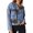 A1#Blue1280, variant on Women's Leopard Spliced Denim Jacket Lapel Collar Jean Jacket With Pockets