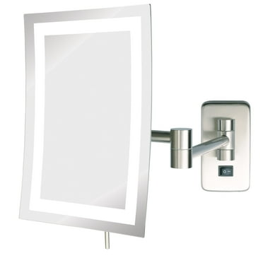 JERDON Rectangular 6.5-Inch x 9-Inch Wall Mount Makeup Mirror - 5X Magnification - Nickel Finish, Direct Wire Mirror - Model JRT710NLD