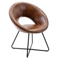 thumbnail image 6 of Duhome Accent Chairs Mid-Century Modern Faux Leather Lounge Chair with Black Metal Legs for Living Room Armchair, Yellowish Brown, 6 of 10