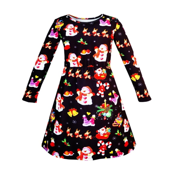 Girls Dress Christmas Santa Xmas Tree Jingle Bell 3