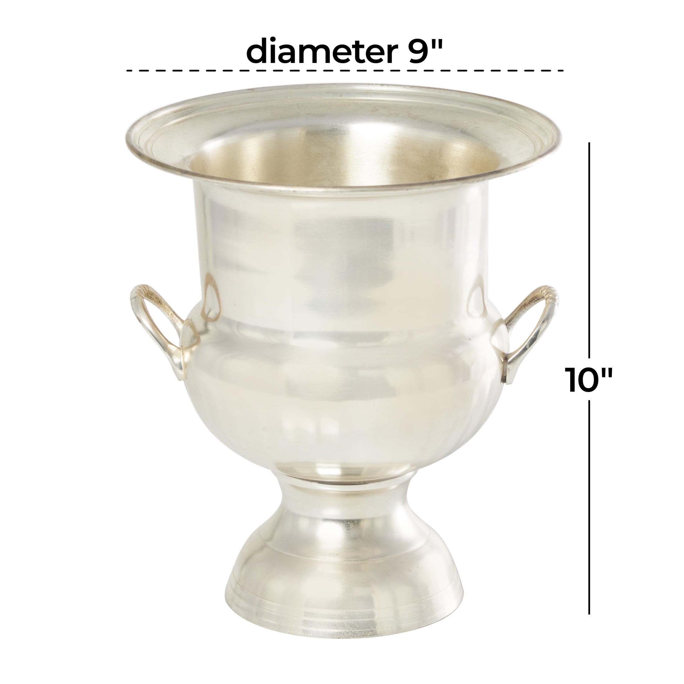 DecMode Round Metal 2 Bottle Silver Ice Bucket