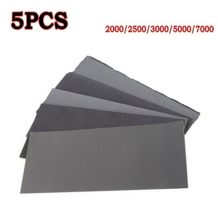 

QXKE 5Pcs 230*93mm Sandpaper Soft Paper Base 2000 2500 3000 5000 7000Grit Wet and Dry