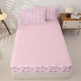 thumbnail image 4 of Erosebridal Line Art Pink Monkey Zipper Queen Comforter Set with Fitted Sheet and 2 Pillowcases,Cartoon Pattern Zipper Bedding Set For Girls,Pink Reversible,4pcs, 4 of 7