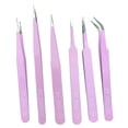 thumbnail image 1 of Pestañas naturales, pestañas postizas, pestañas cortas, pestañas postizas de visón tenues, juego de 6 pinzas de precisión BGA, pinzas de acero inoxidable para cejas, rizador de pestañas, pinzas de ace, 1 of 4