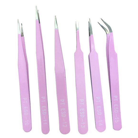 Pestañas naturales, pestañas postizas, pestañas cortas, pestañas postizas de visón tenues, juego de 6 pinzas de precisión BGA, pinzas de acero inoxidable para cejas, rizador de pestañas, pinzas de ace