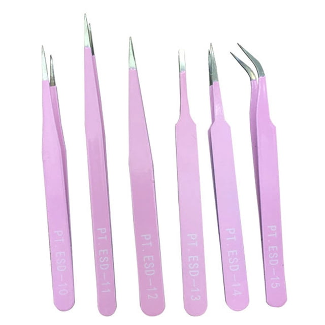 Pestañas naturales, pestañas postizas, pestañas cortas, pestañas postizas de visón tenues, juego de 6 pinzas de precisión BGA, pinzas de acero inoxidable para cejas, rizador de pestañas, pinzas de ace