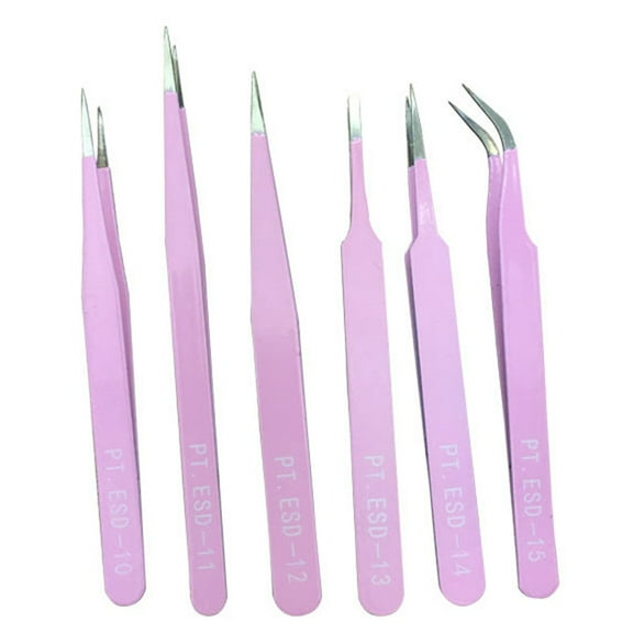 Fridja 6pcs BGA Precision Tweezer Set Stainless Steel Eyebrow Tweezers Eyelash Curler