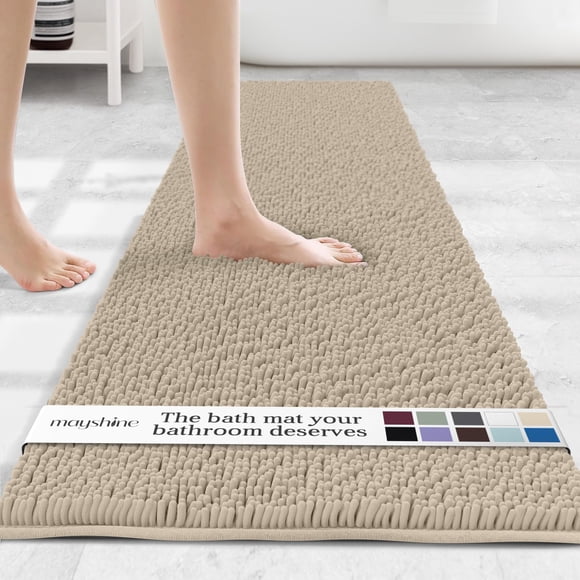 MAYSHINE Plush Shaggy Chenille Bath Mat | Extra Soft, Super Absorbent, Non-Slip Bathroom Rug | Fluffy Microfiber, Area Rug Sets for Bathroom Floor, K