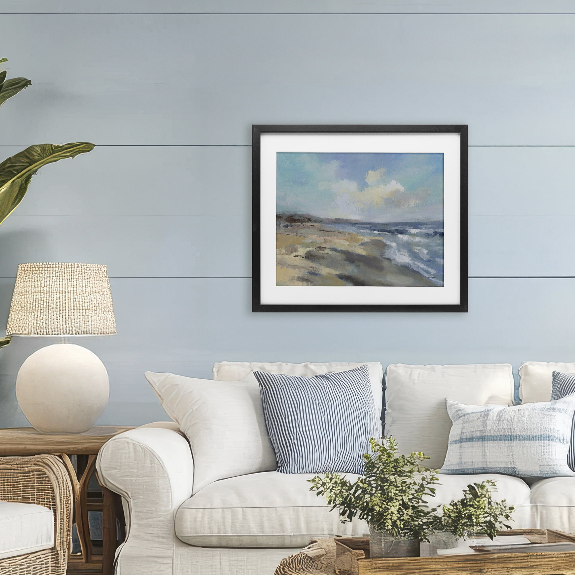 Stupell Industries Serene Morning Beach Waves Black Framed Print Under Glass, design by Silvia Vassileva