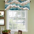 thumbnail image 3 of Turquoise Brown Ombre Curtain Valances for Windows, Kitchen Valance Window Treatments Panel 2 Pack, Modern Geometric Moire Abstract Art Rod Pocket Short Curtains for Bathroom Bedroom 54 x 18 Inch, 3 of 8