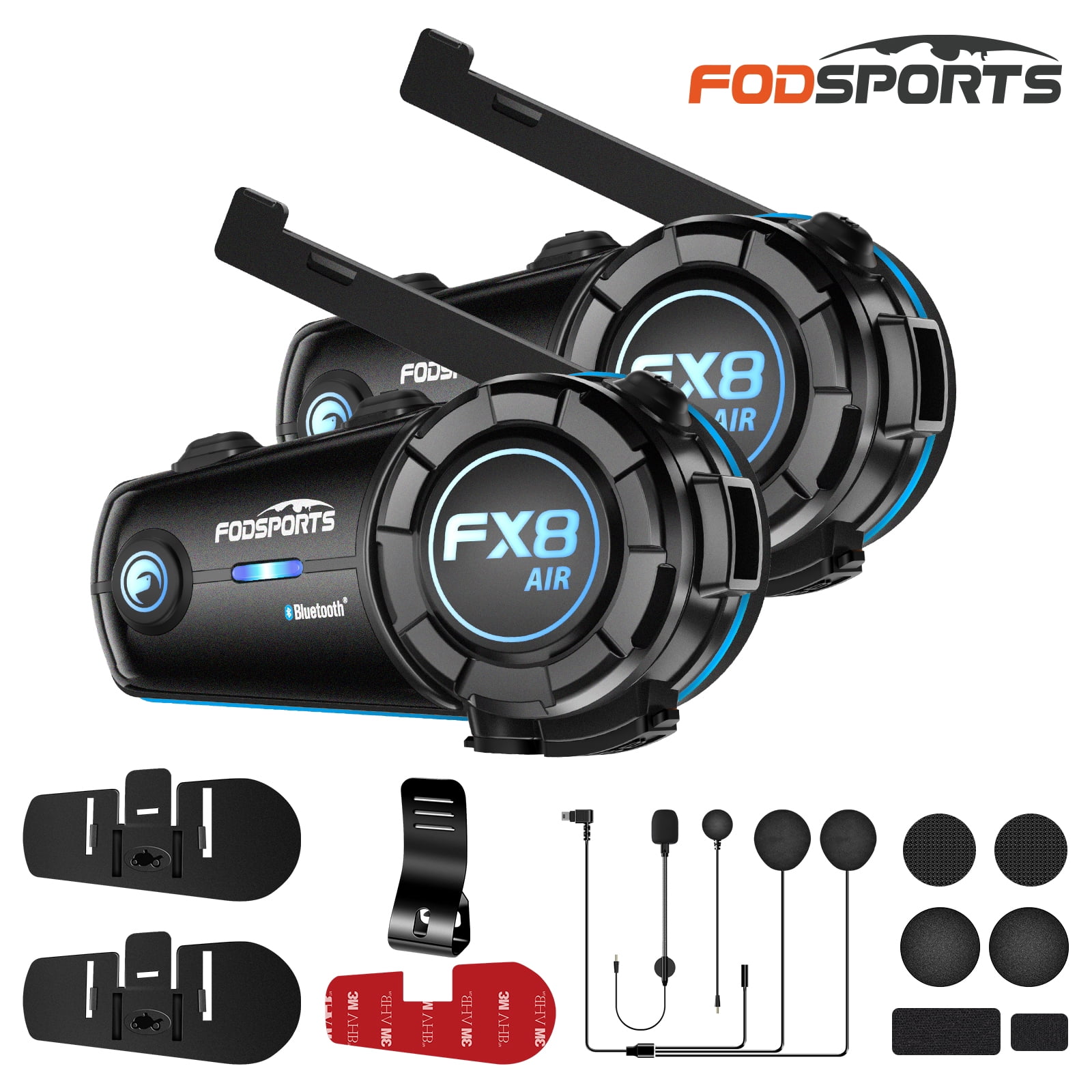 よっち FODSPORTS MI-S PRO Bluetooth2個セット Fodsports M1-S Pro Motorcycle Helmet Bluetooth Headset, 8 Riders