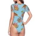 thumbnail image 3 of Uemuo Turtles And Corals Pattern Women's One Piece Short Sleeve Swimsuit Rash Guard Surfing Modest Quick-drying Swimsuit Beach Essentials-XX-Large, 3 of 9