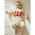 thumbnail image 6 of BemeyourBBs Infant Baby Boy Valentines Day Outfit Newborn Fall Winter Spring Clothes Lover Boy Letter Embroidery Waffle Knit Romper Pants Set, 6 of 9