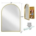 thumbnail image 5 of Tcbosik Arched Medicine Cabinet, Metal Bathroom Mirror with Storage, Wall Mounted Storage Organizer, 35.8"L x 24"W x 4.7"H, Gold, 5 of 9