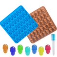 thumbnail image 5 of Juego de 2 con 80 moldes de silicona para dulces, cavidades, molde de calavera, molde de cavidades, molde de silicona para Halloween con pipeta (marrón), 5 of 5