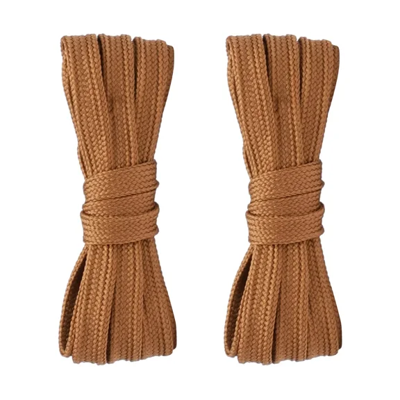 2pair Double Layers Flat Shoelaces Light Brown for Sneakers 24 27 36 45 72 Inch