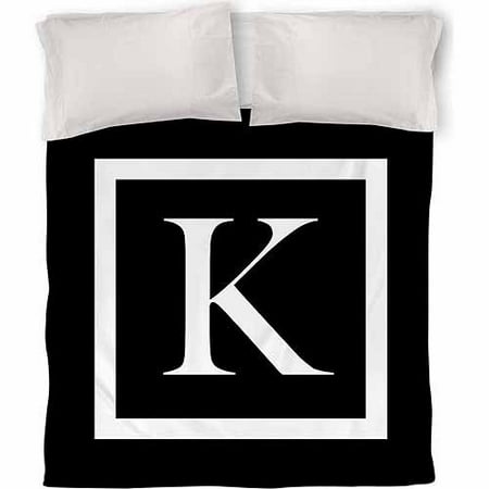 IDG Classic Block Monogram Duvet Cover, Black