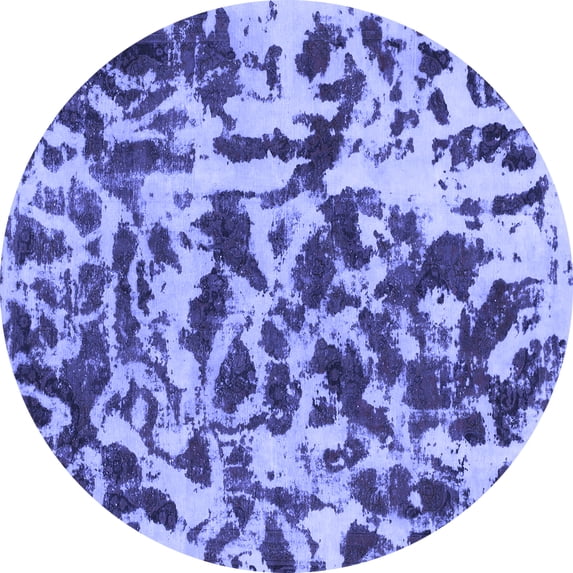 Ahgly Company Indoor Round Abstract Blue Modern Area Rugs, 6' Round