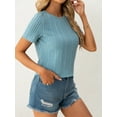 thumbnail image 4 of AviBest Women's T-Shirts , Ribbed Crew Neck Short Sleeve Tshirts, 4 of 7