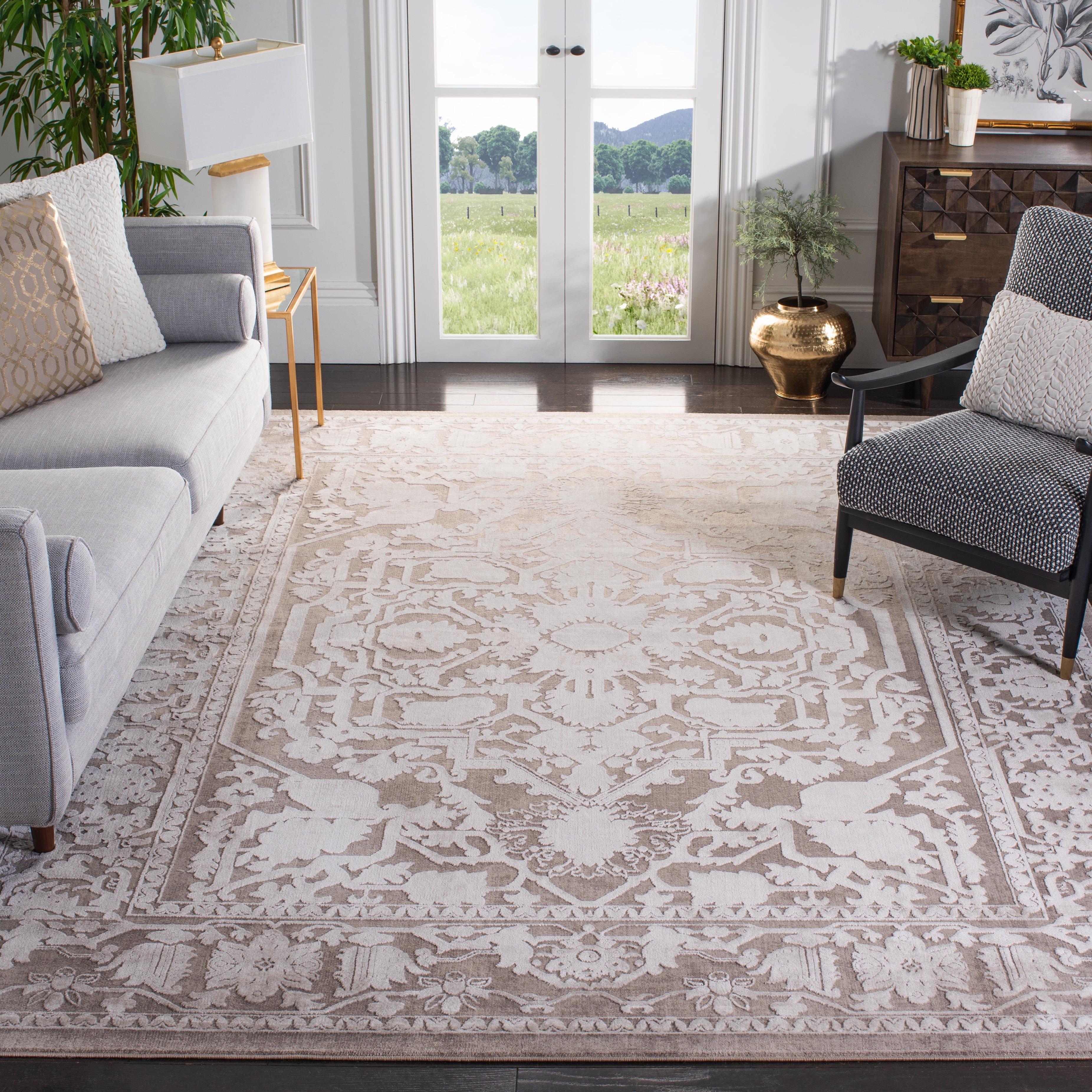 SAFAVIEH Reflection Christy Oriental Area Rug, Beige/Cream, 9' x 12'