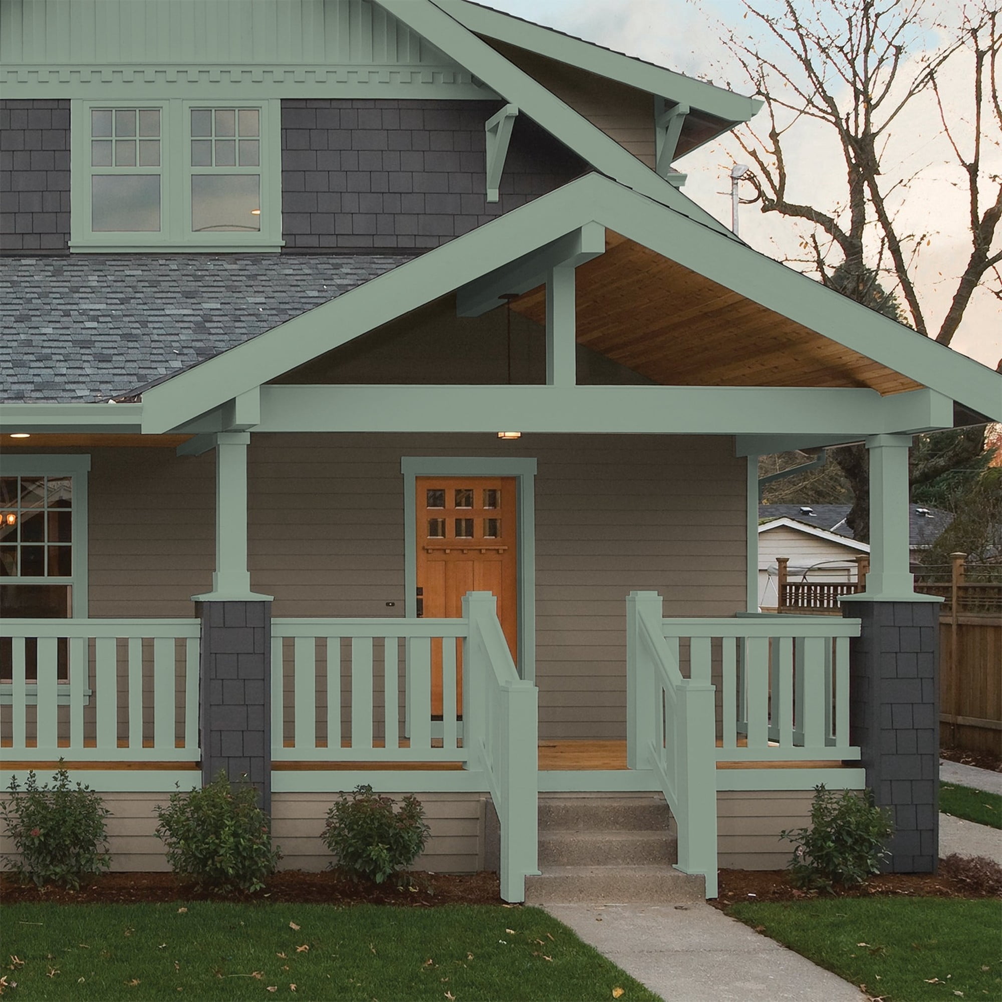 Glidden One Coat Birch Forest / Green Semi-Gloss Exterior Paint with Primer, 5 Gallon