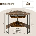 thumbnail image 3 of Kadyn Computer Corner Desk,Home Office Writing Worstation, Corner Table,Triangle Corner Desk with Charging Station Keyboard Tray and Storage Shelf-Rustic Brown, 3 of 7