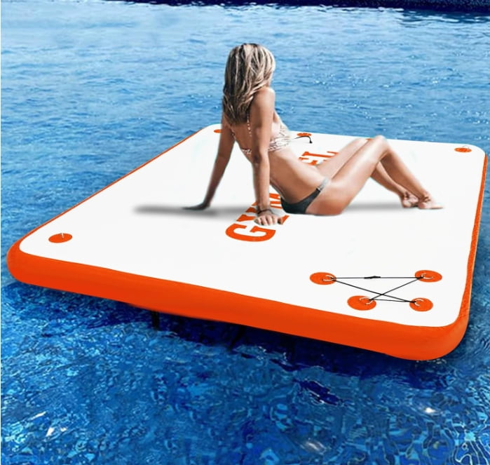 Inflatable Floating Dock,Air Dock Platform Floating Island Raft with None-Slip Surface,10ft 8ft 6ft Party Floating Island Raft for Pool Beach Ocean,1200LB Capacity,Heavy-Duty PVC