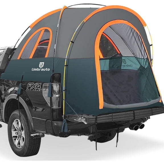 Umbrauto 5.5-6ft Truck Bed Tent, PU3000mm Waterproof 2-Person Pickup Camper Tent, Green & Orange