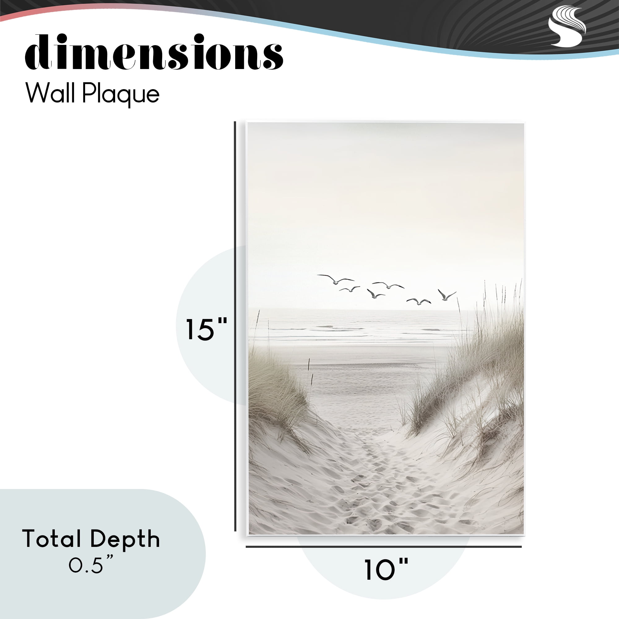 Seagulls over Sandy Footprints Wall Plaque Art, design by Decent Exposures