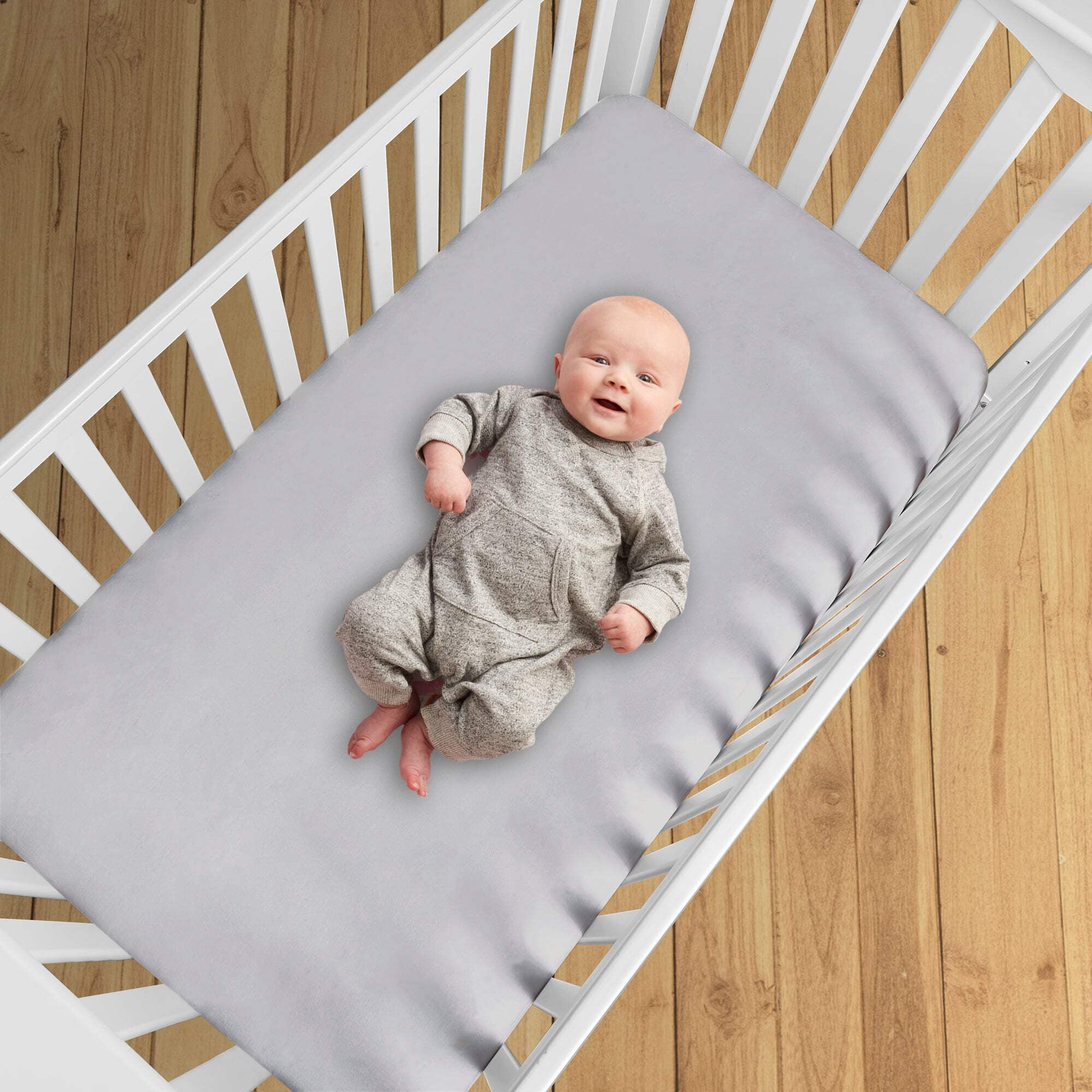 BreathableBaby BreathableBaby All-in-One Fitted Sheet & Waterproof Cover for Crib Mattresses, 2-Pack, Gray